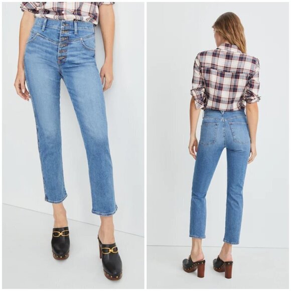 💕VERONICA BEARD💕 Ryleigh Slim-Straight Jeans Front Yoke Durango Blue 28 NWT - Picture 3 of 16